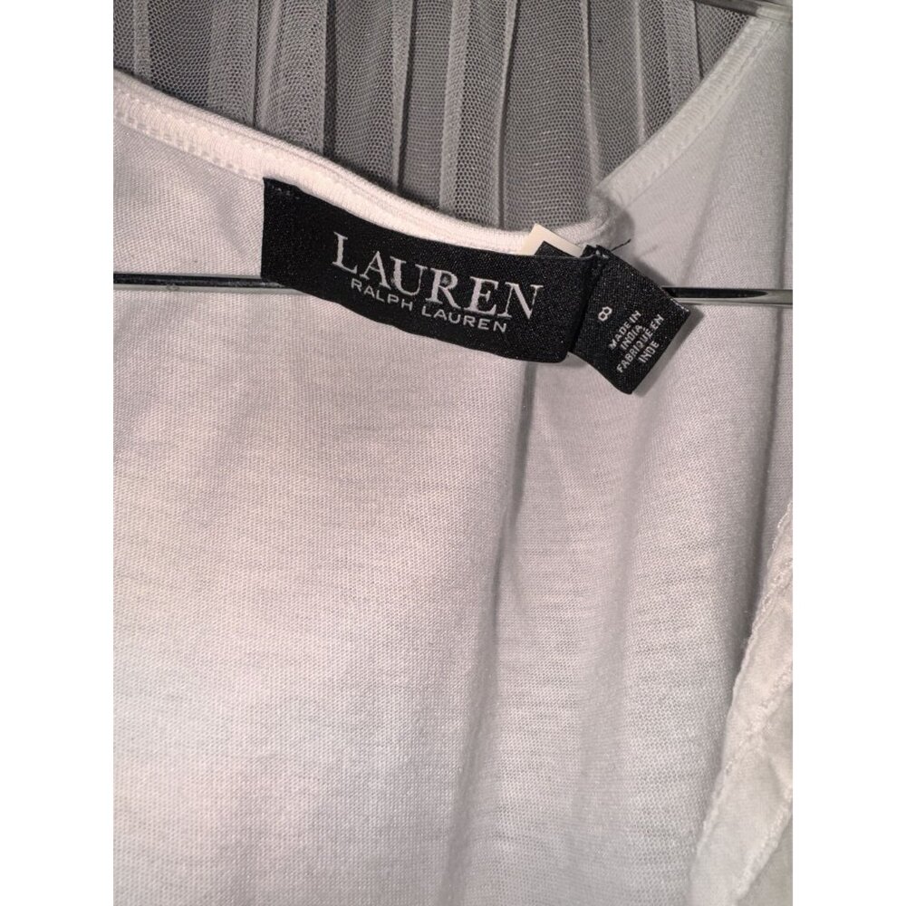 Black Label Lauren Ralph Lauren White Eyelet Ruffle Dress Size 8 Cotton Blend Wo - Picture 3 of 9